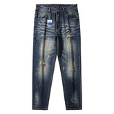 Lässige, lockere Jeans mit geradem Bein für Herren in Übergröße, Hip-Hop-Jeans, zerrissene Jeans